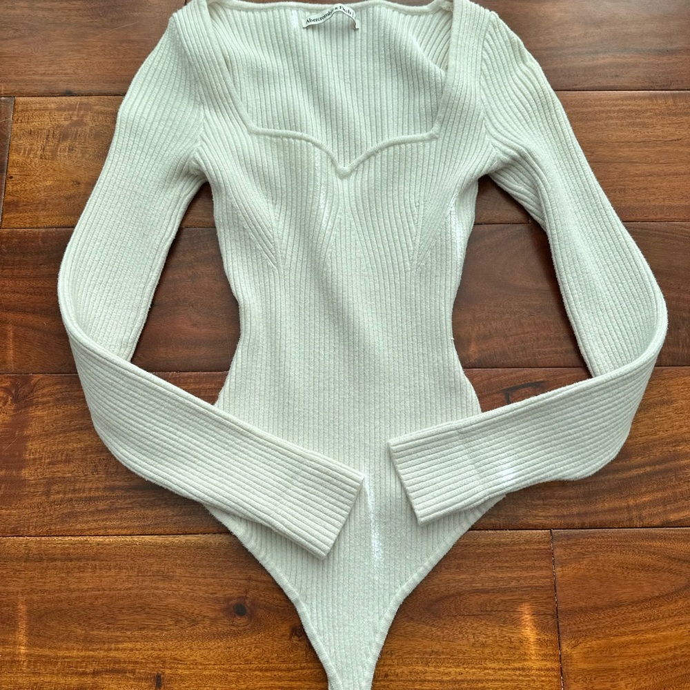 Abercrombie & Fitch Off-White Ribbed Bodysuit